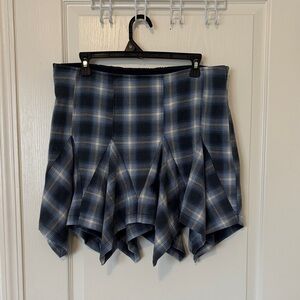 Flowy Plaid Women's Mini Skirt - Blue Plaid